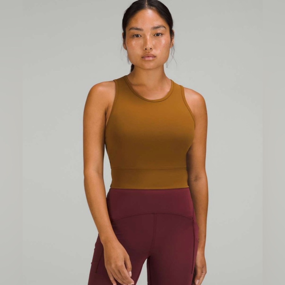 NWT Lululemon 8 Mesh-Back Training Cropped Tank Top Rich Caramel - Picture 3 of 8